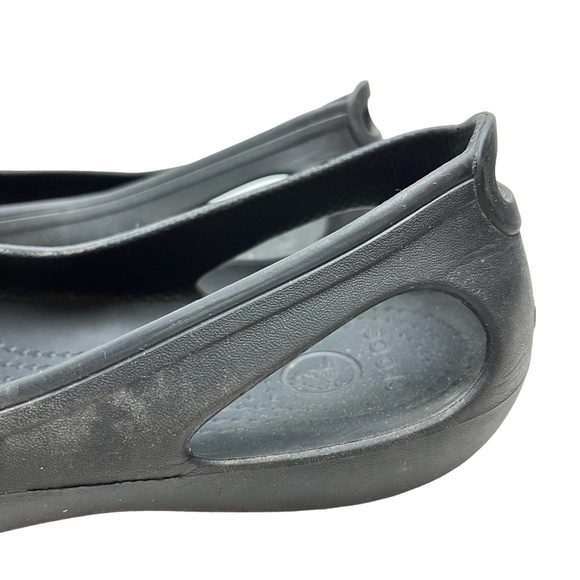 CROCS Black Slip On Round Toe Rubber Waterproof Flats Loafers Casual Shoes sz 8 - Picture 10 of 16